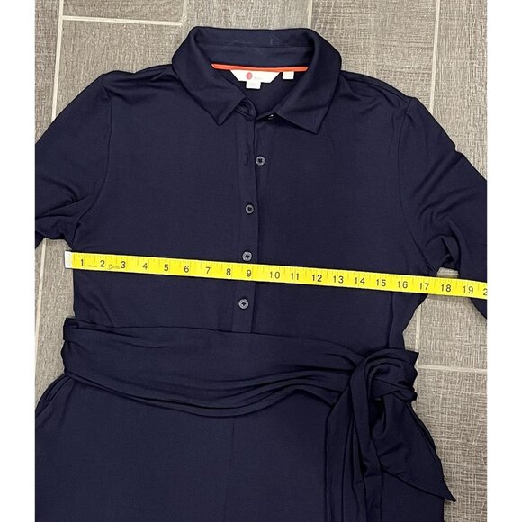 BODEN Beatrice Jersey Jumpsuit Size 8P Navy pockets Stretch Long Sleeves Belt - Picture 7 of 16